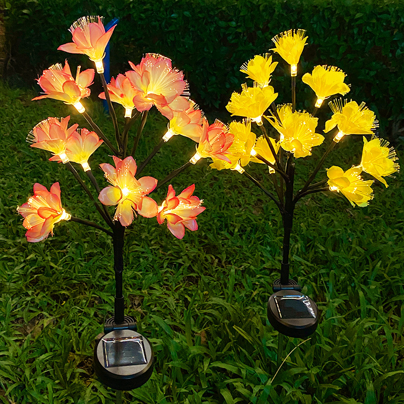 Peach Blossom Flower Solar Lights Decor for Patio Illumination