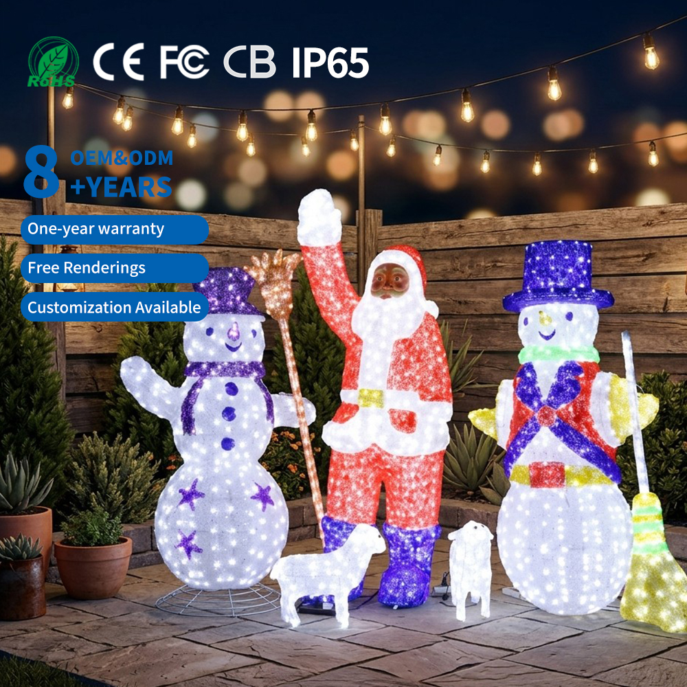 Drip Glue 3D Snowman Santa Claus Lights Home