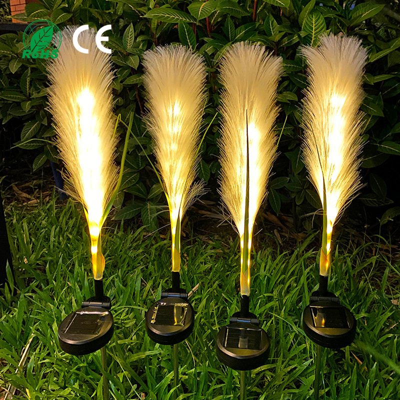 Solar Simulation PVC Furry Reed Lamp IP65Landscape Decoration Garden Light for Home