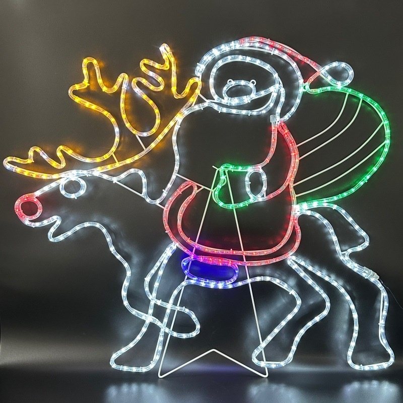 LED Rainbow Tube Christmas Lights IP65 Santa Riding Deer Universal Holiday Decoration