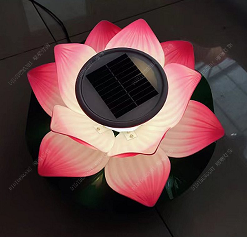 Solar Water Lotus Lamp LED Light Source Pond Floating Garden Decoration Featuring