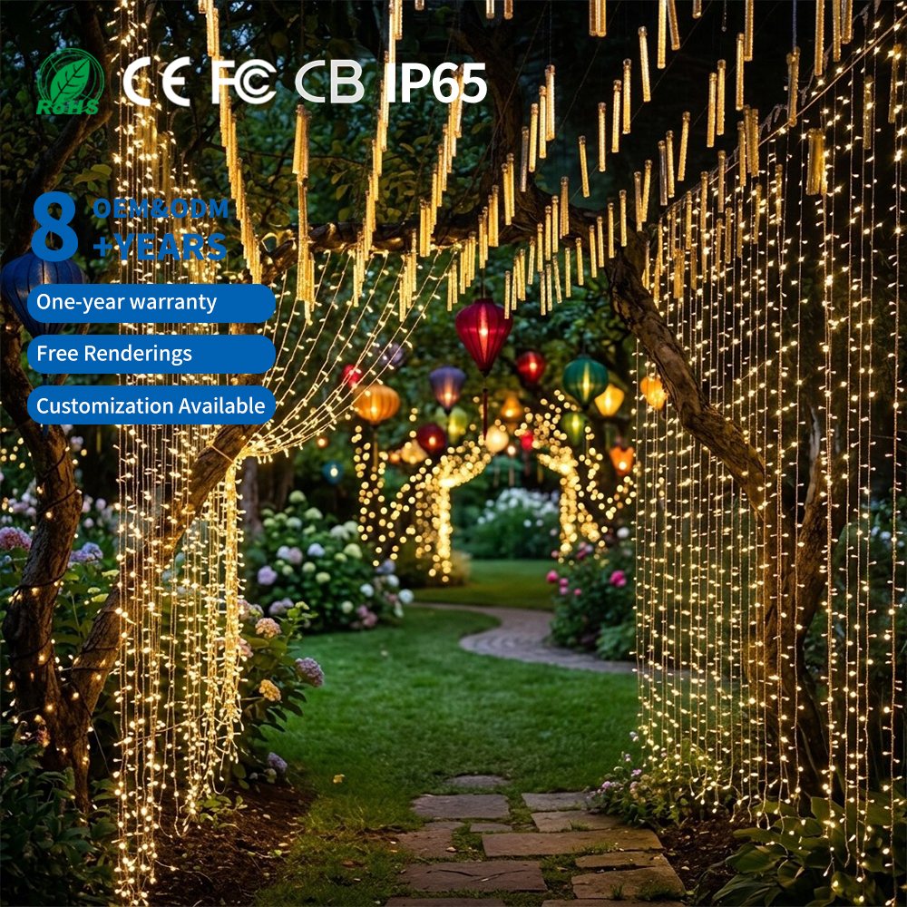 IP65 Plastic Tulip Lamp Icicle Garland String Lights Remote Control 0.4-0.6m Drop