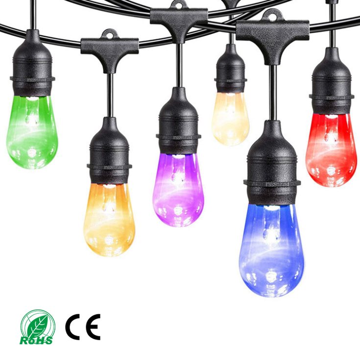 LED Christmas String Lights-Commercial Grade S14 Patio Lights for Backyard Cafe Ambience