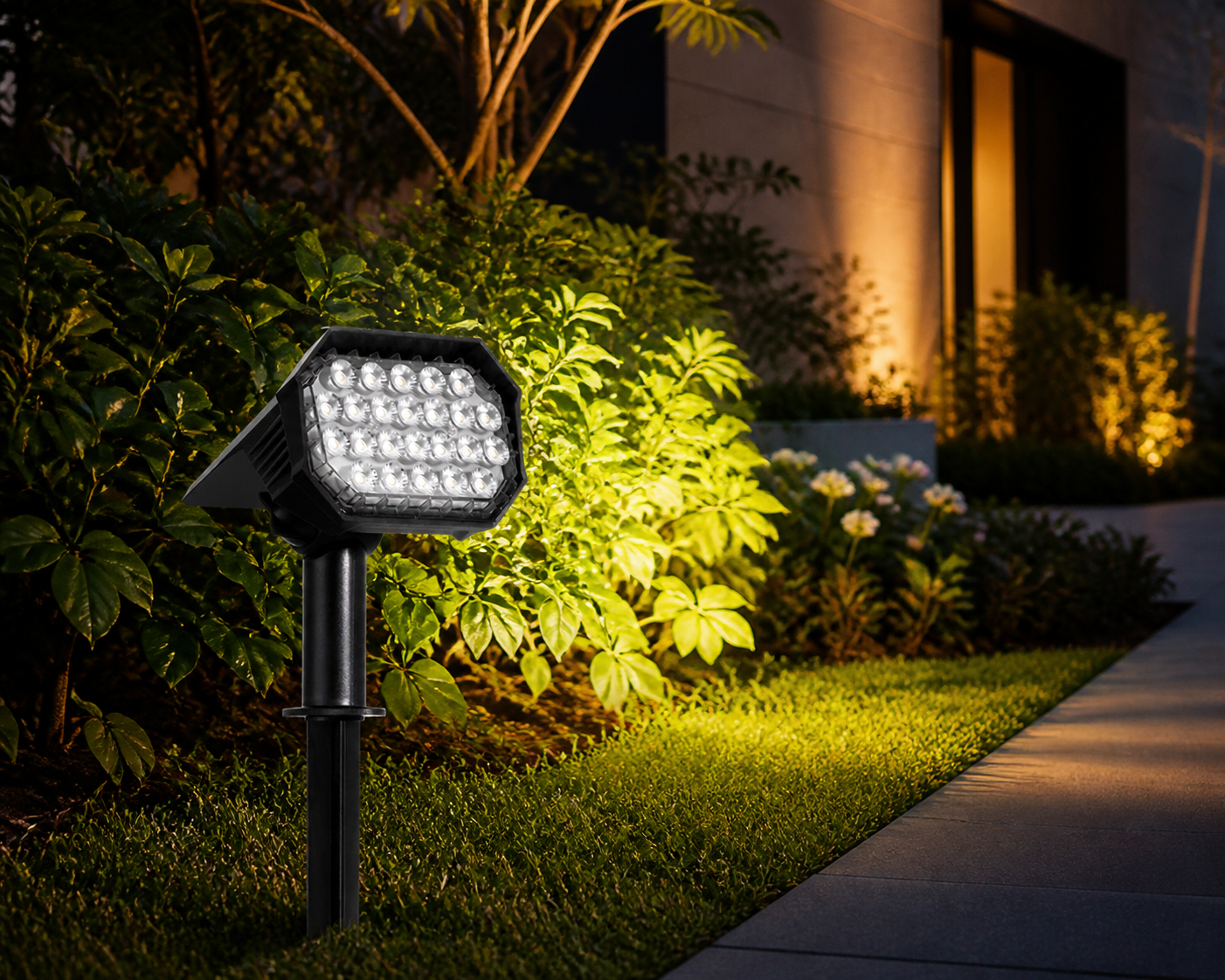 High-Output Solar Landscape Spotlight with Replaceable Battery High-Output Solar Landscape Spotlight with Replaceable Battery
