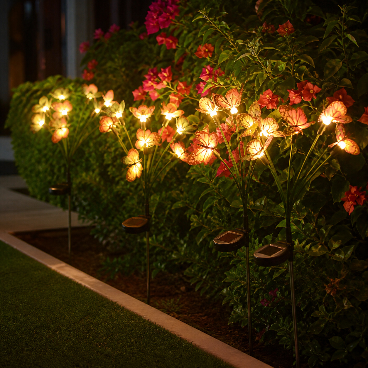 Solar Powered Deck LED Chrysanthemum Flower Light Artificial Flower - application