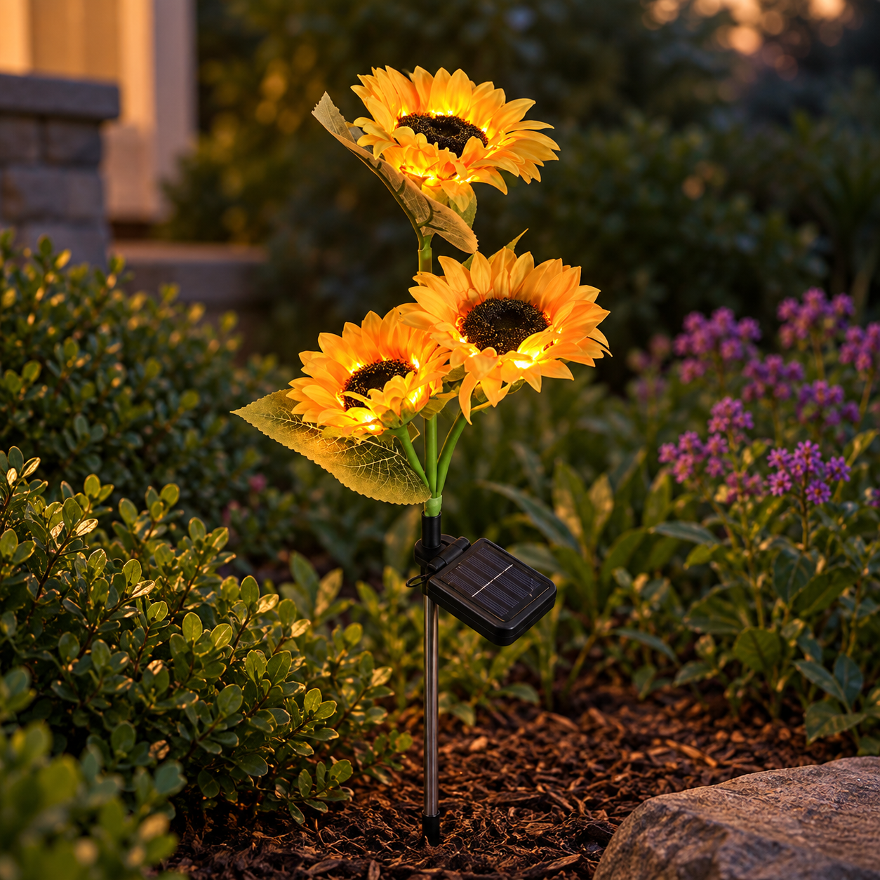 Solar Sunflower Garden Stake Light for Flower Borders Solar Sunflower Garden Stake Light for Flower Borders