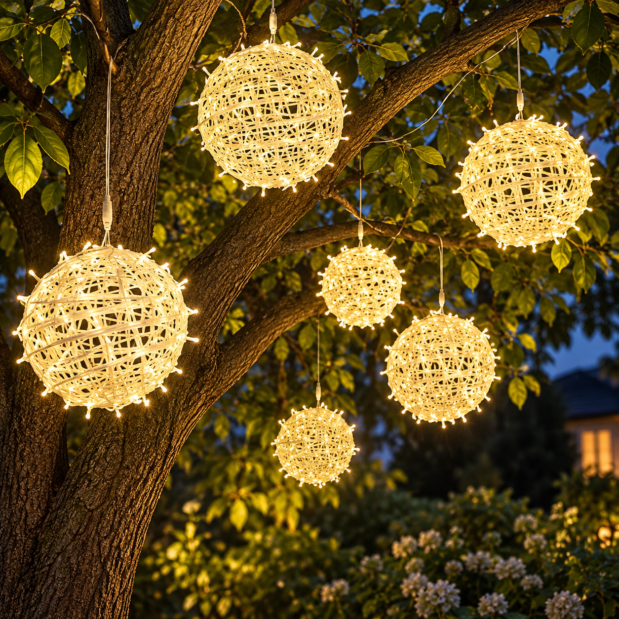 Woven Vine Ball Hanging String Light for Garden Trees Woven Vine Ball Hanging String Light for Garden Trees