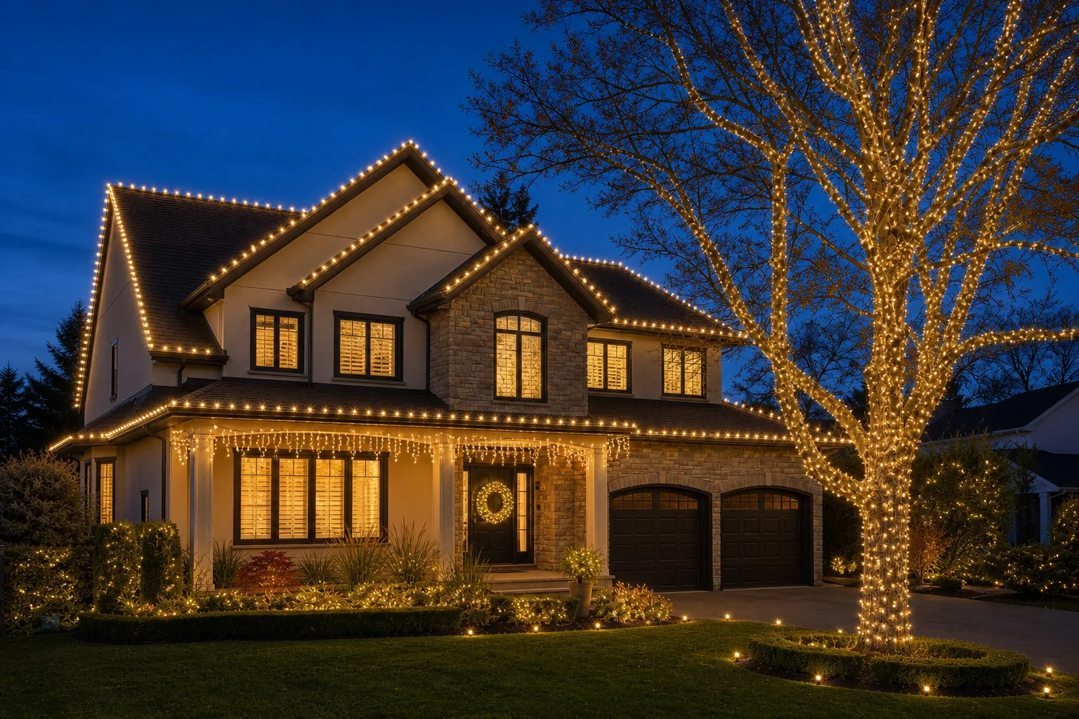 Classic warm white Christmas lighting concept