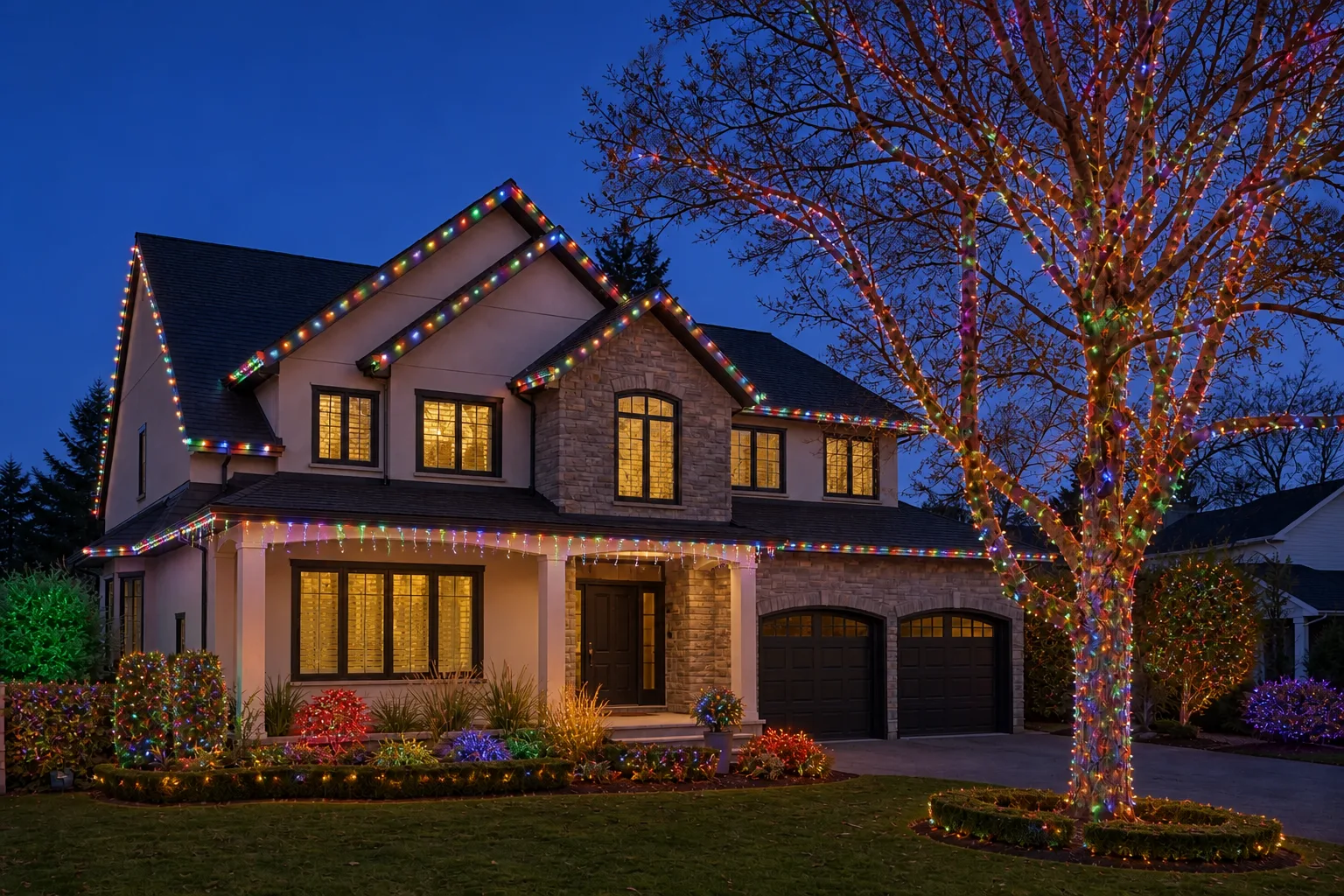 Colorful Christmas lighting concept